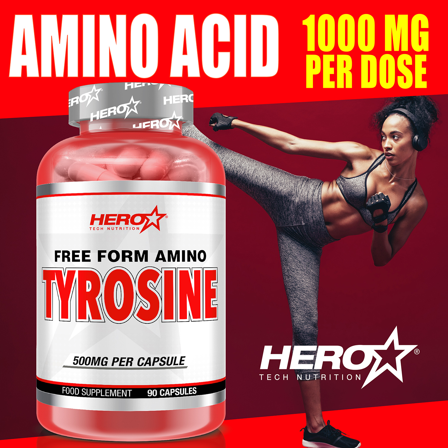 TYROSINE AMINO ACID HERO TECH NUTRITION herotechnutrition